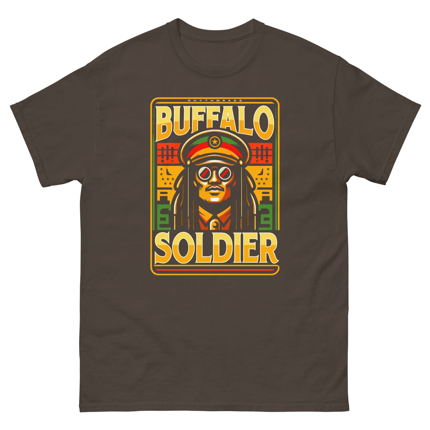 reggae t-shirt - buffalo soldier 2 dark chocolate front