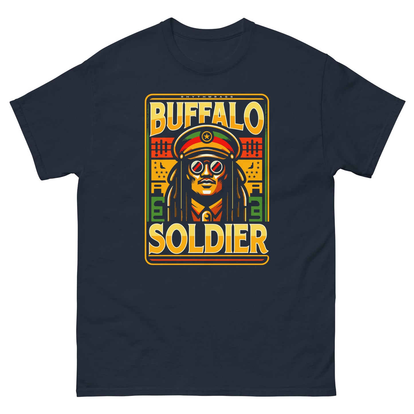 reggae t-shirt - buffalo soldier 2 navy front