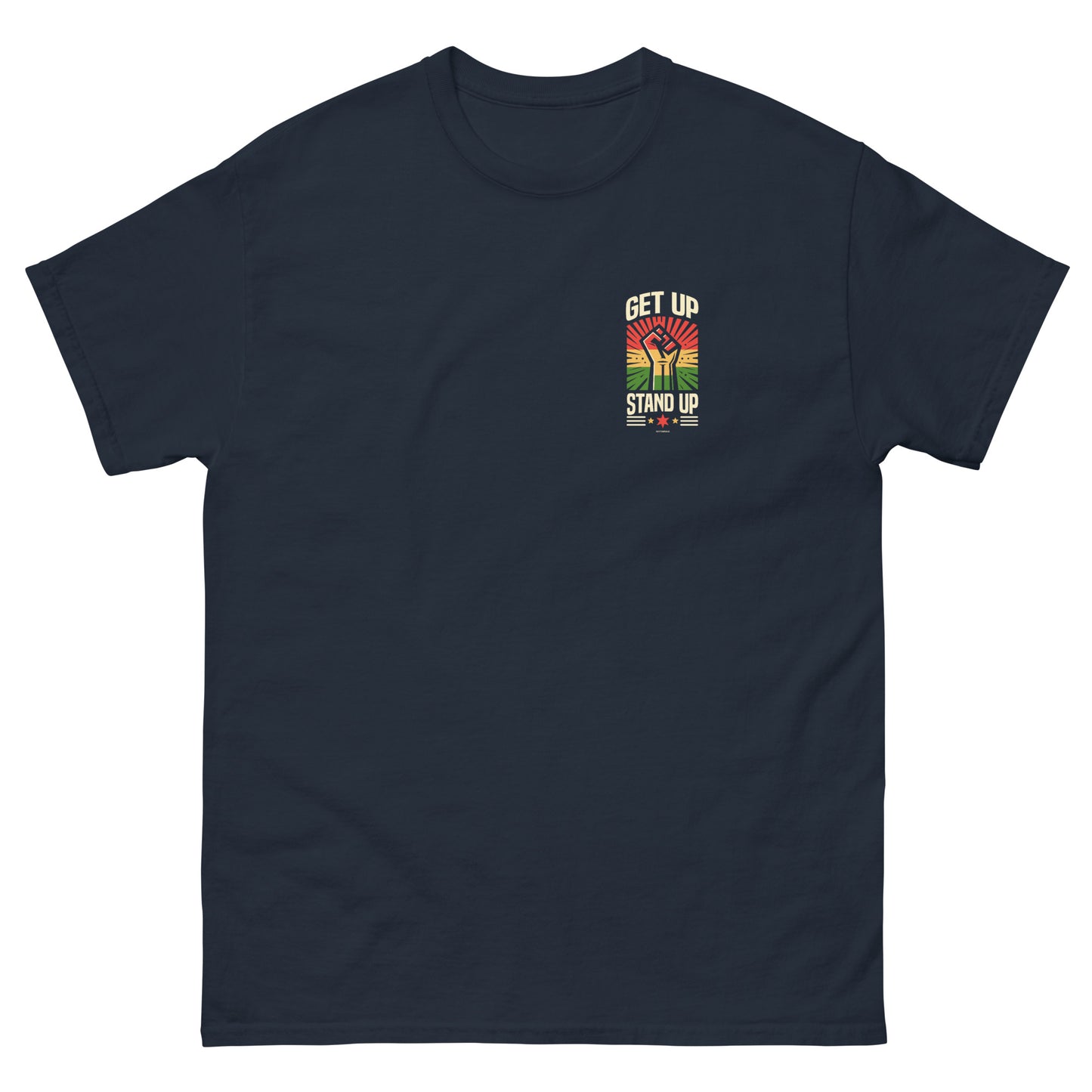 reggae t-shirt - get up stand up navy front
