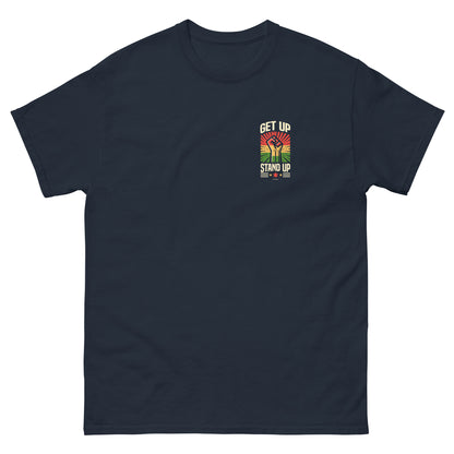 reggae t-shirt - get up stand up navy front