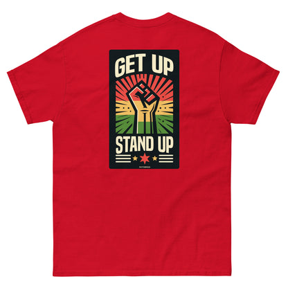 reggae t-shirt - get up stand up red back