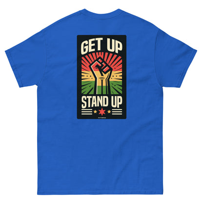 reggae t-shirt - get up stand up royal back