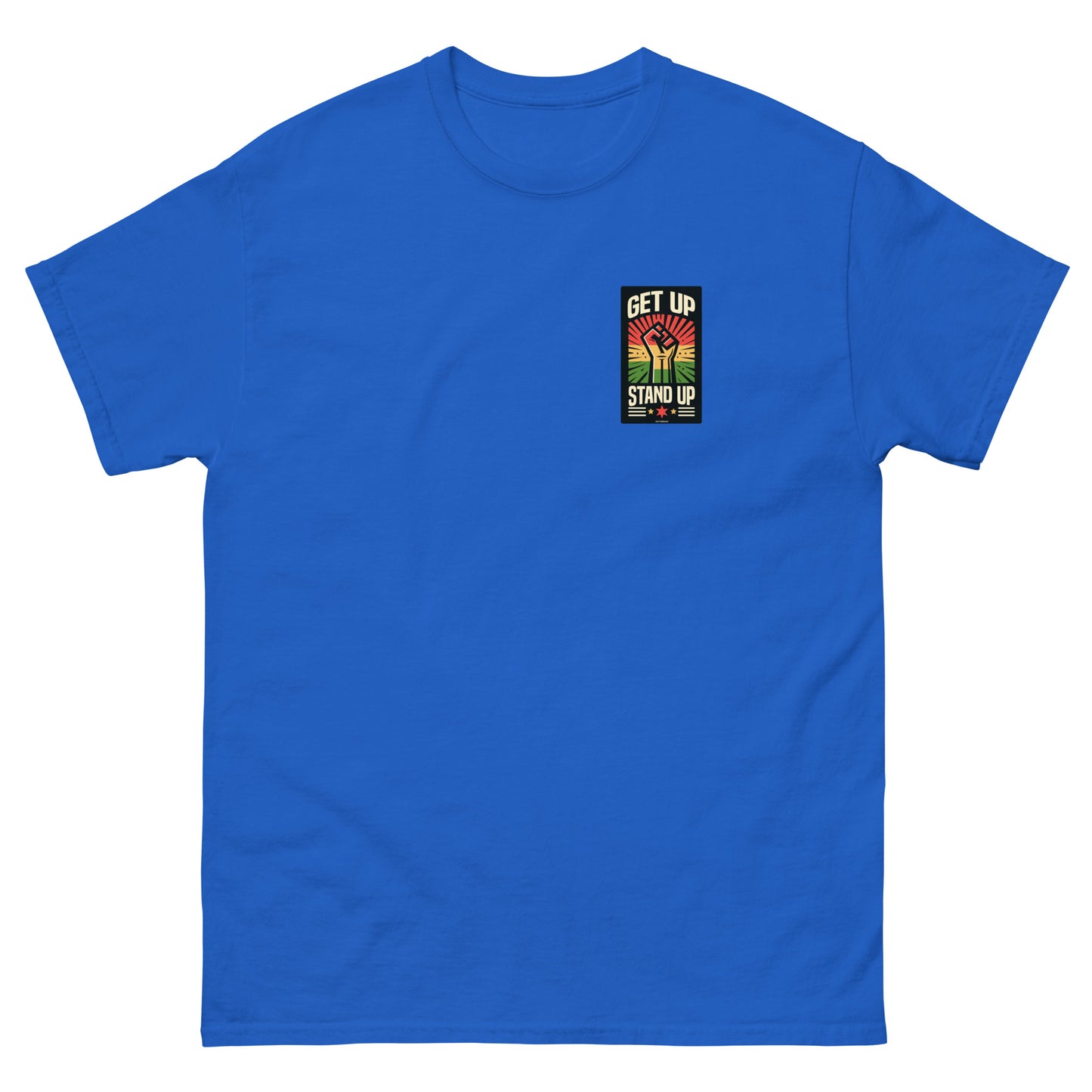 reggae t-shirt - get up stand up royal front