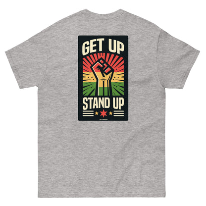 reggae t-shirt - get up stand up sport grey back