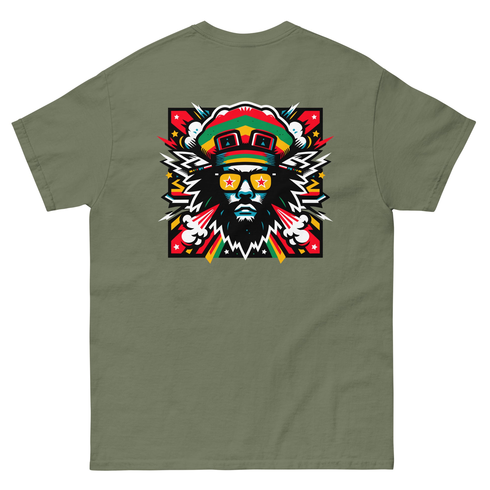 mystic-man-reggae-t-shirt-military-green-back
