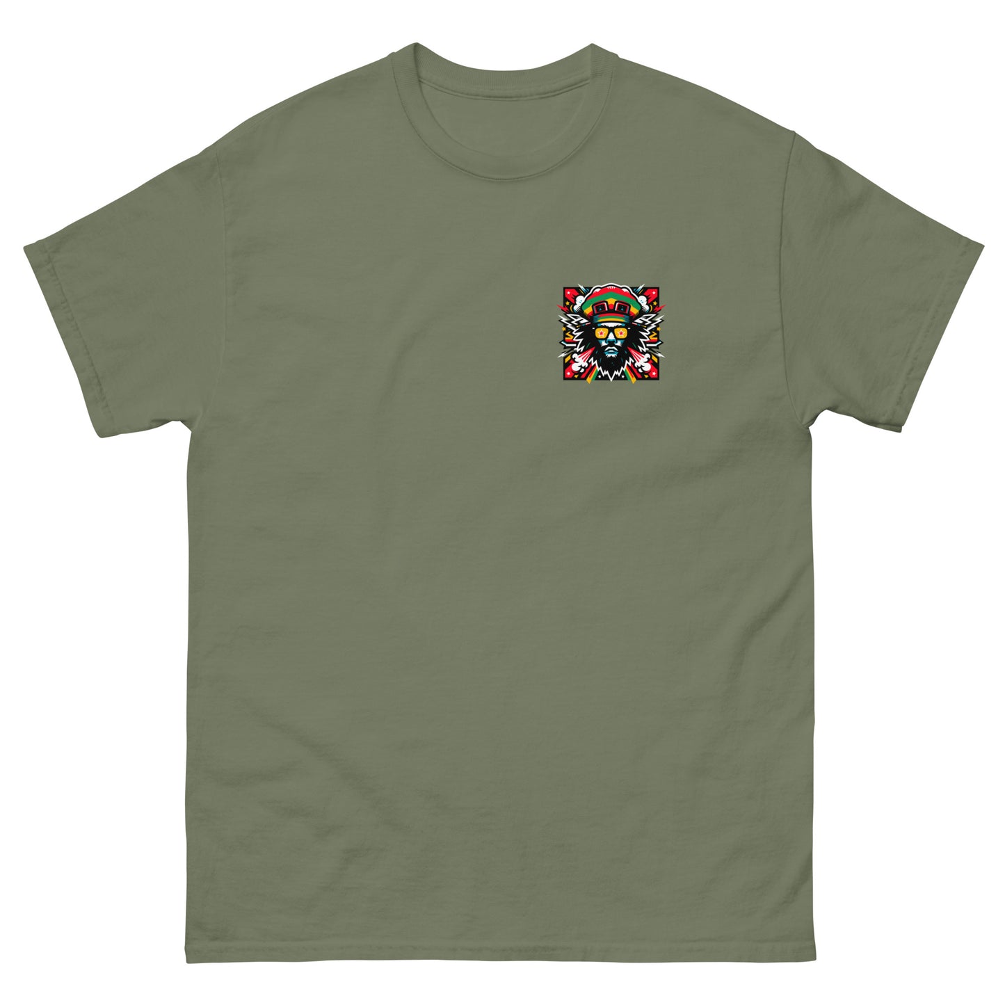 mystic-man-reggae-t-shirt-military-green-front