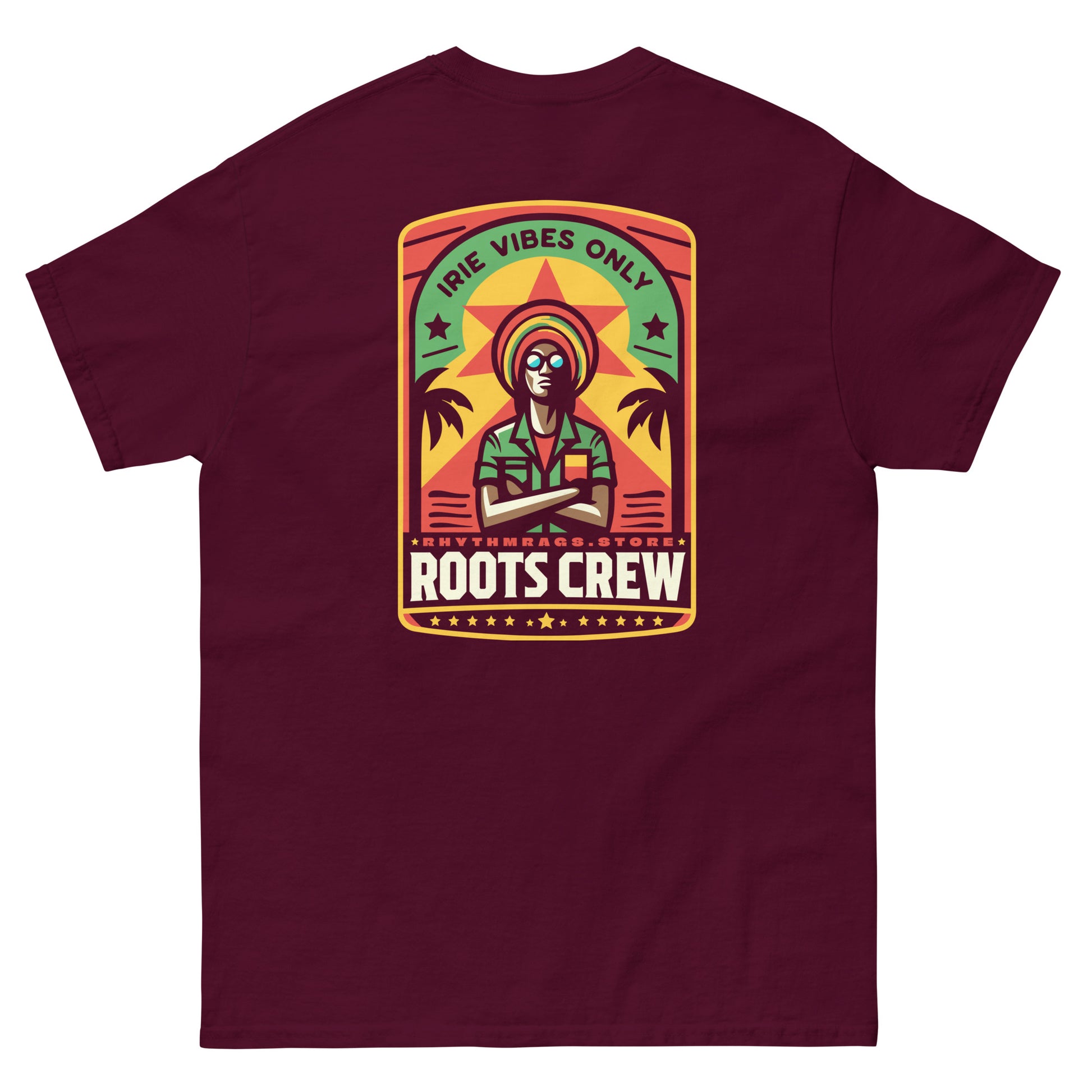 roots-crew-reggae-t-shirt-maroon-back