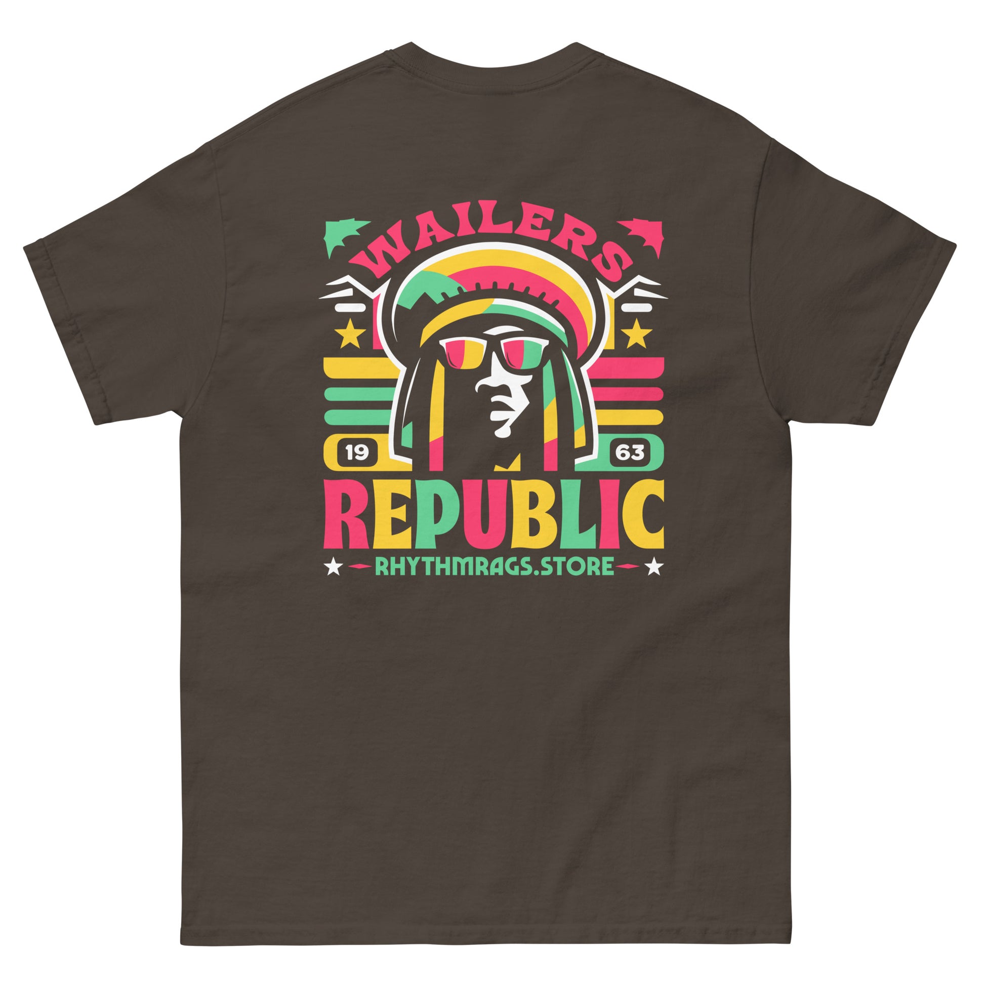 wailers-republic-reggae-t-shirt-dark-chocolate-back